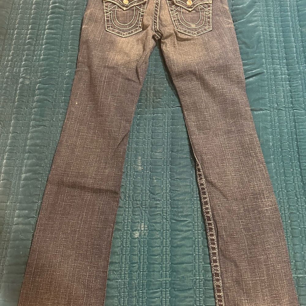 True Religion Disco Billy Big T 
Rhinestone embellished. 
low rise, Straight Leg